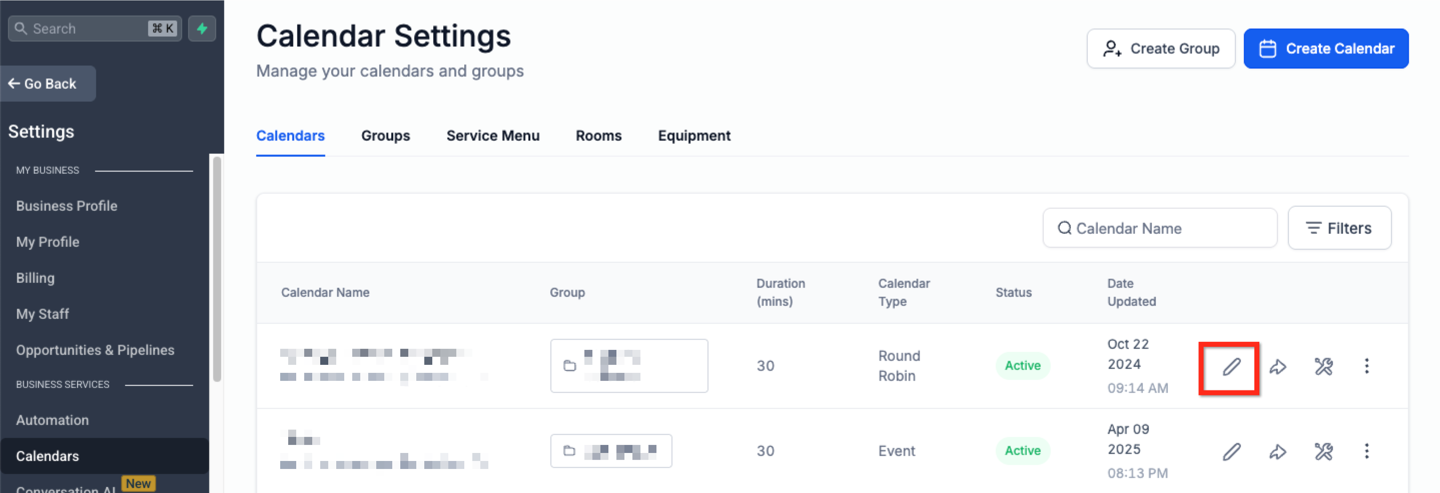 Open Calendar Settings