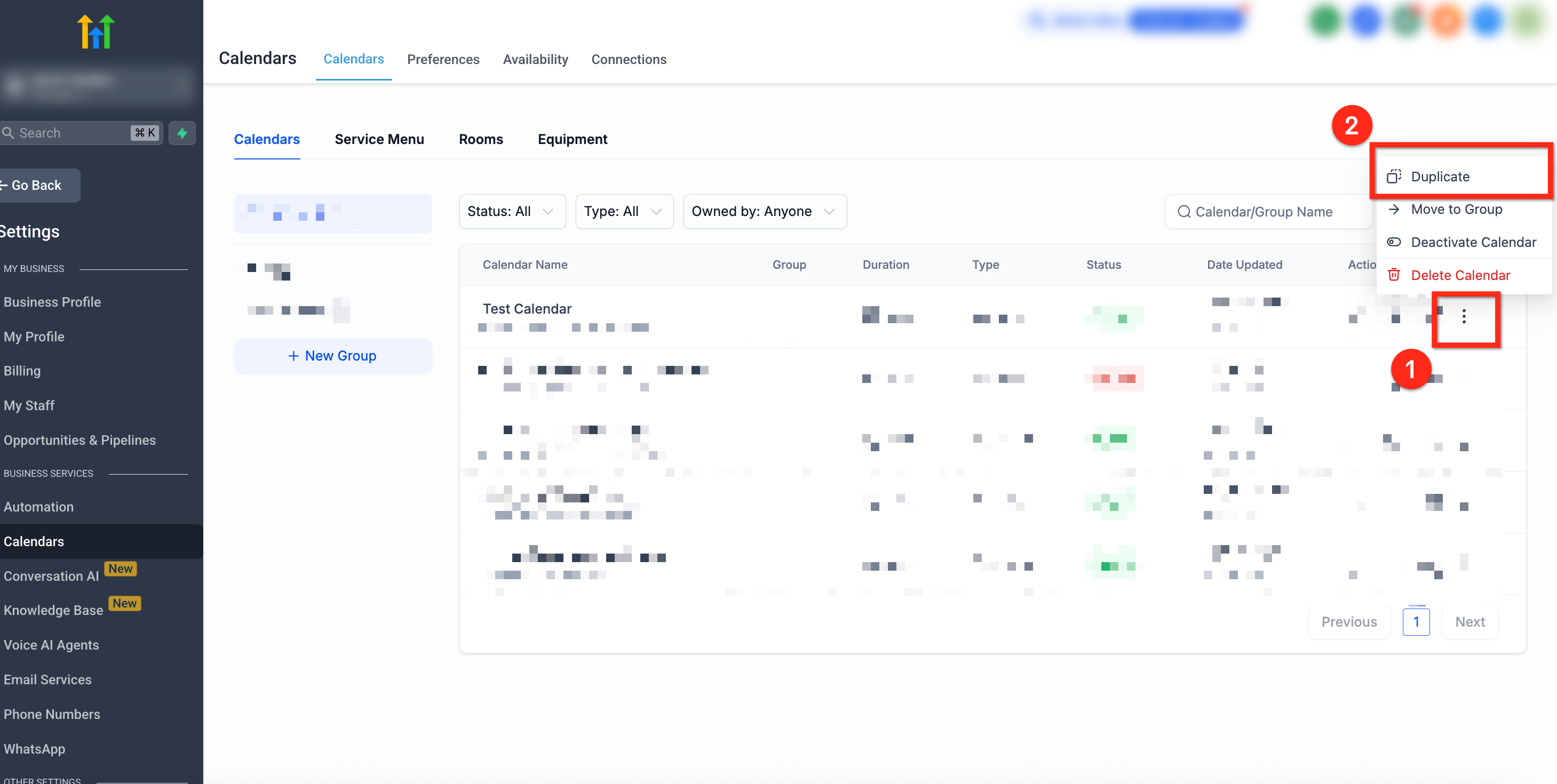 Duplicate Calendar Action