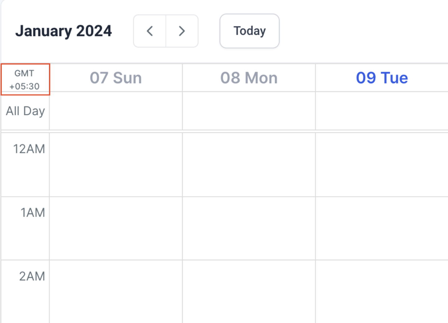 Calendar View Timezone