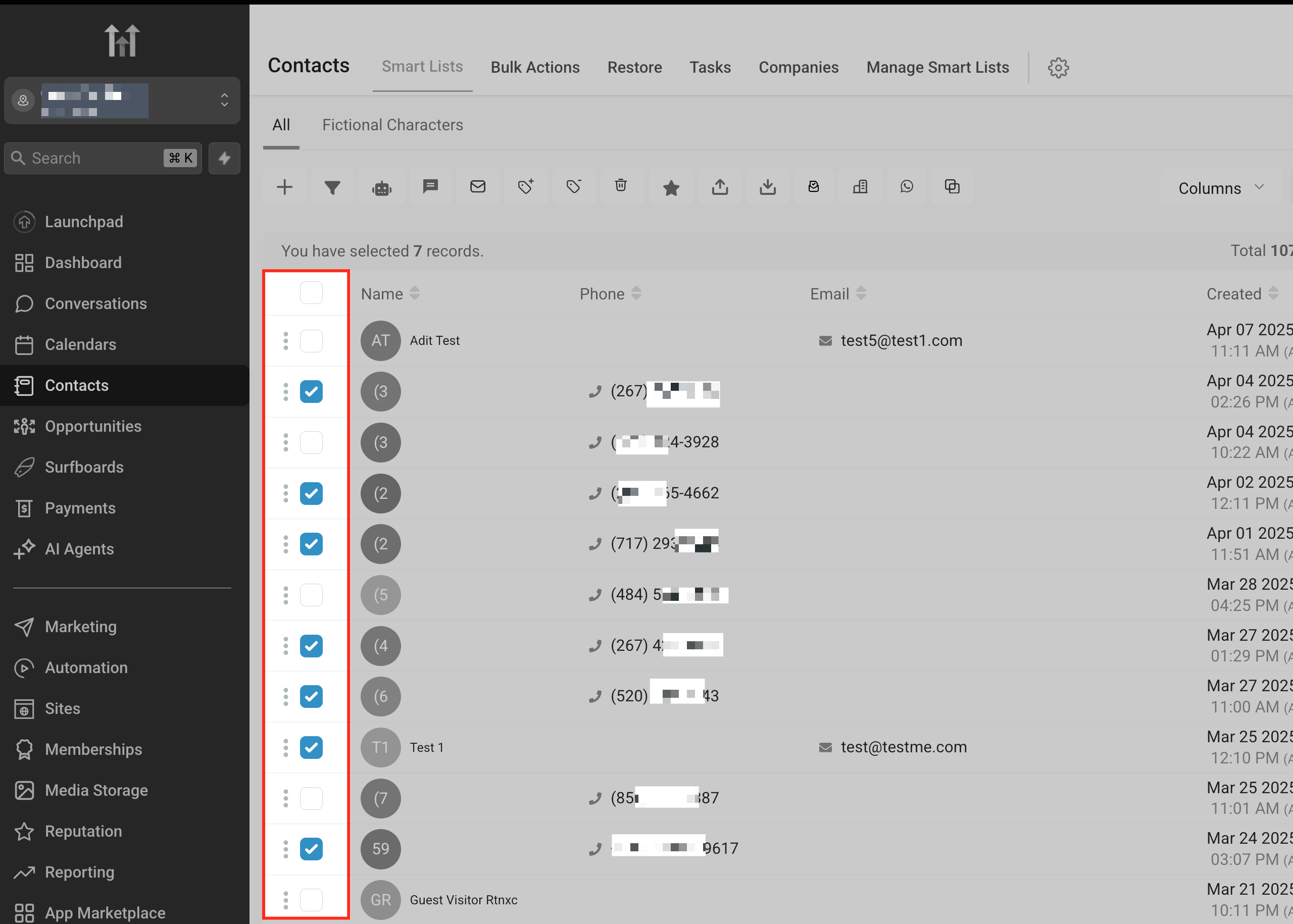 Select Multiple Contacts