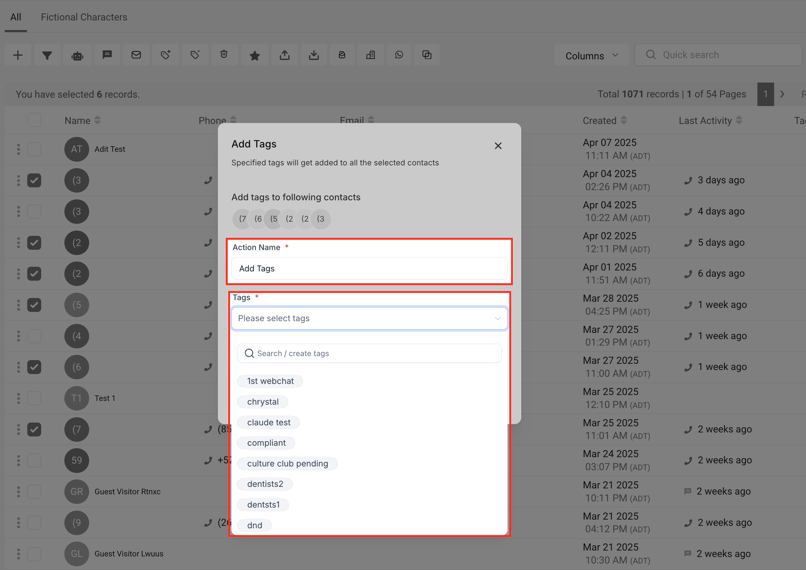 Add Action Name and Tags