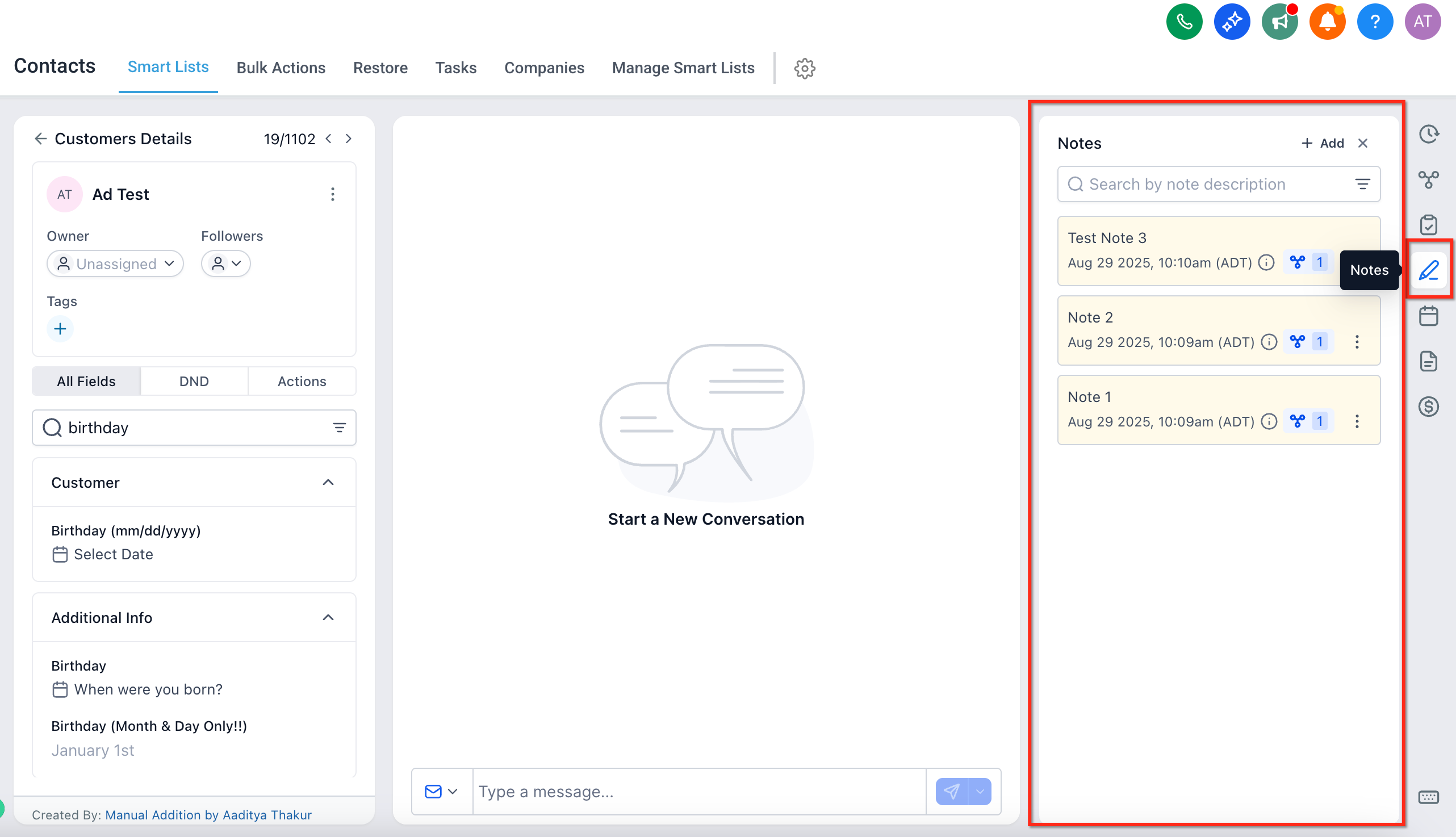 Tasks Tab
