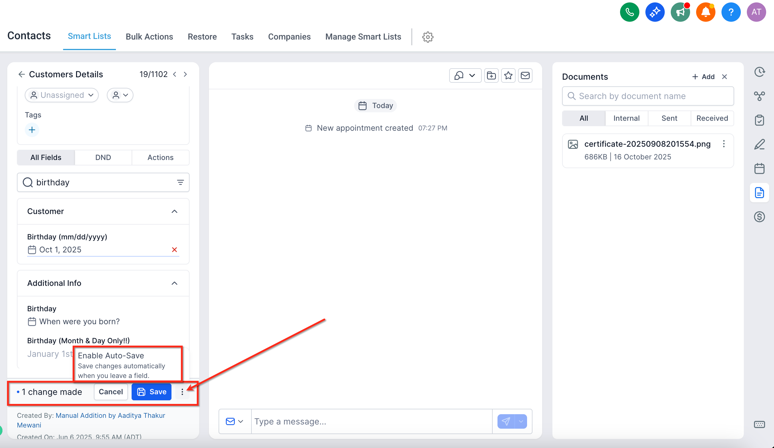 Payments Tab