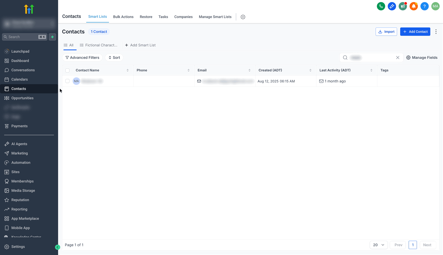 Step 1: Open the Add Contact sidebar
