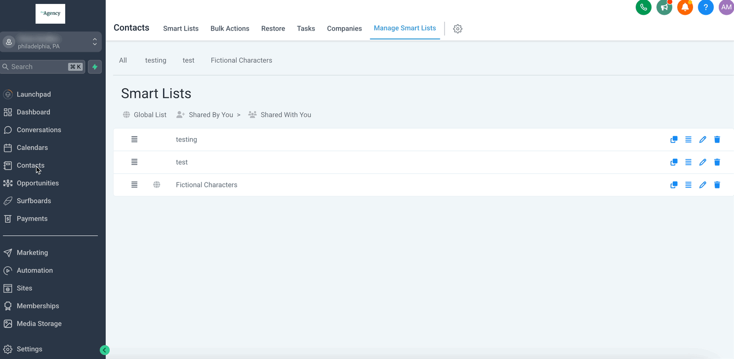 Managing Smart Lists