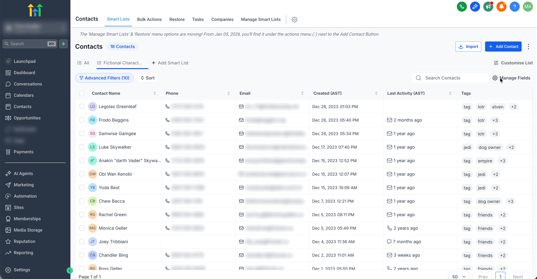 Inactive Contacts Example