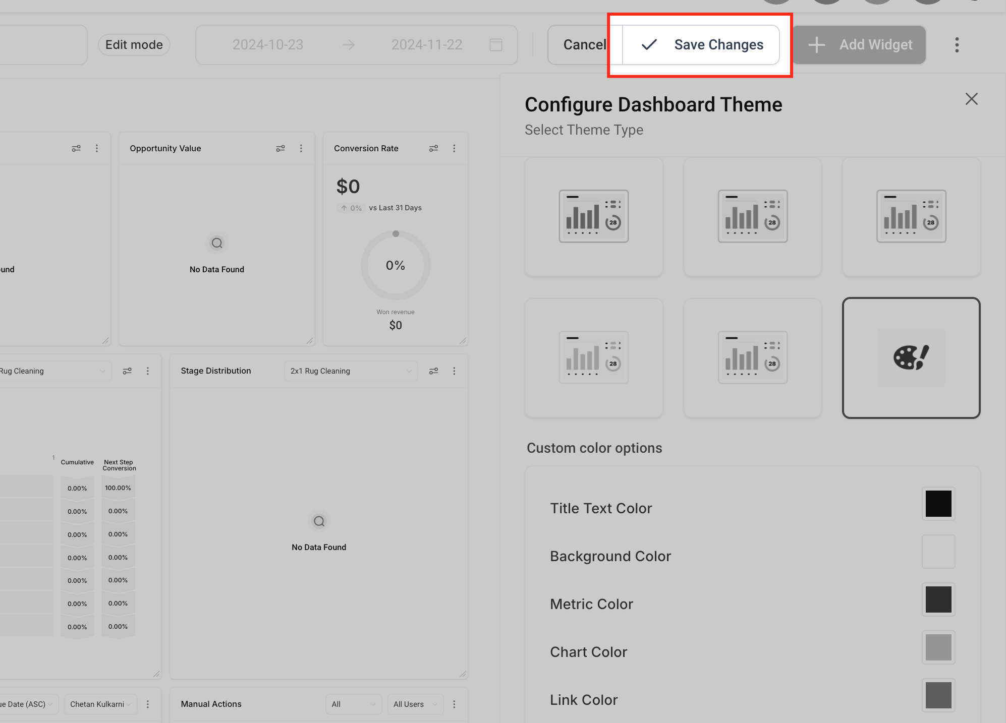Save Dashboard Theme