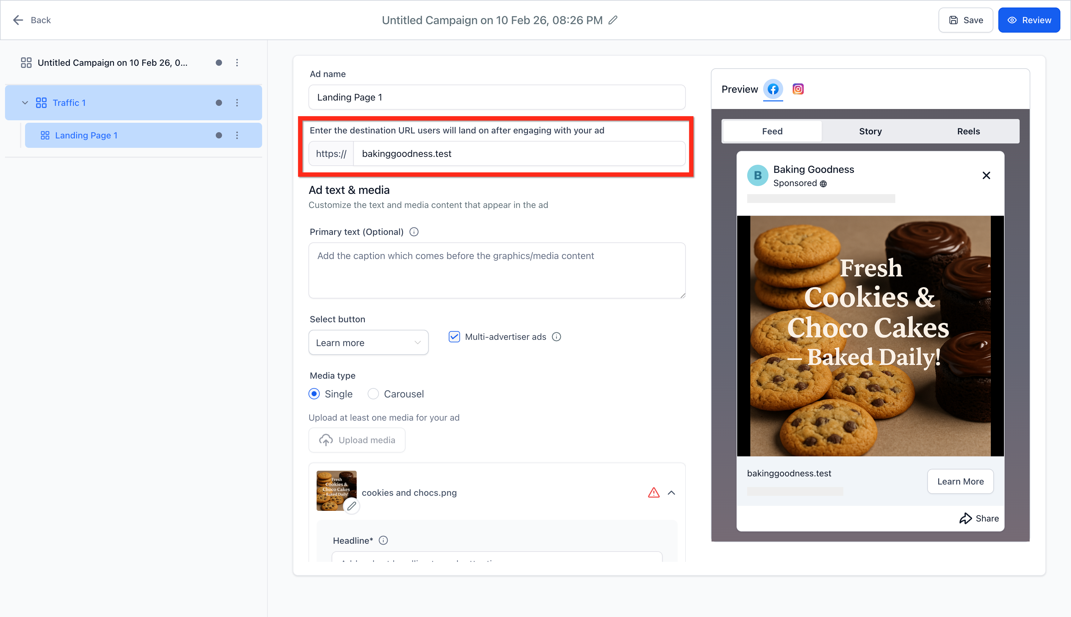 Ad Builder Interface