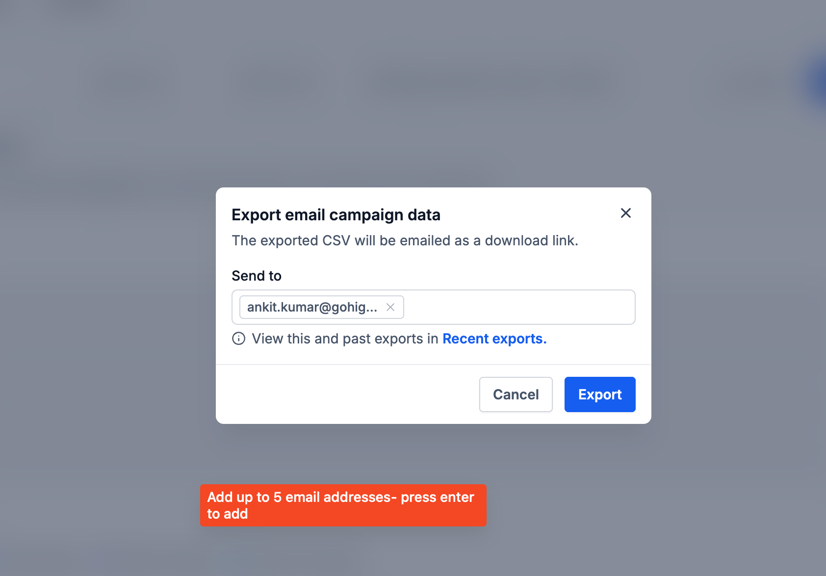Export Button Action