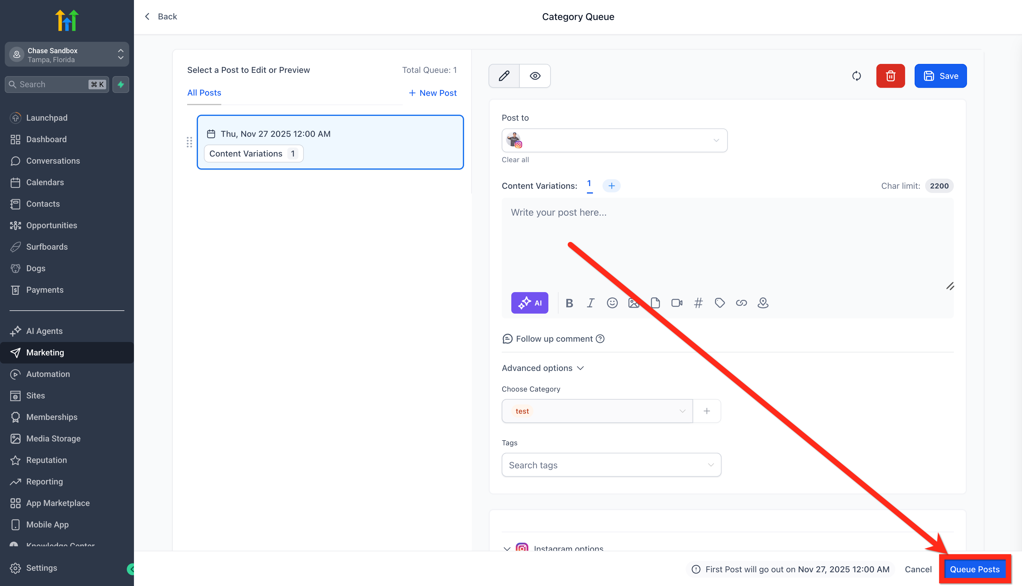 View Queue Calendar