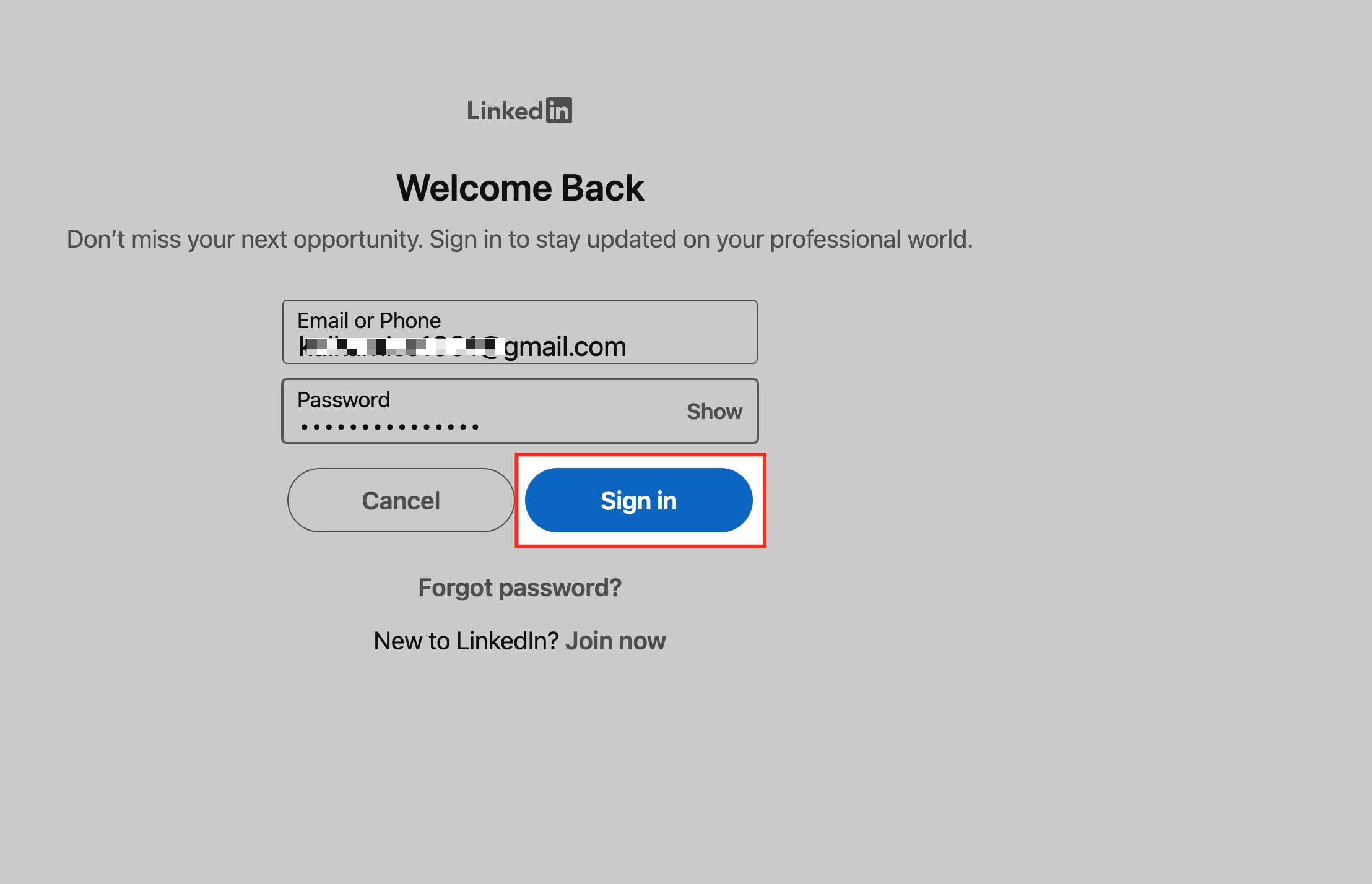 Log In to LinkedIn