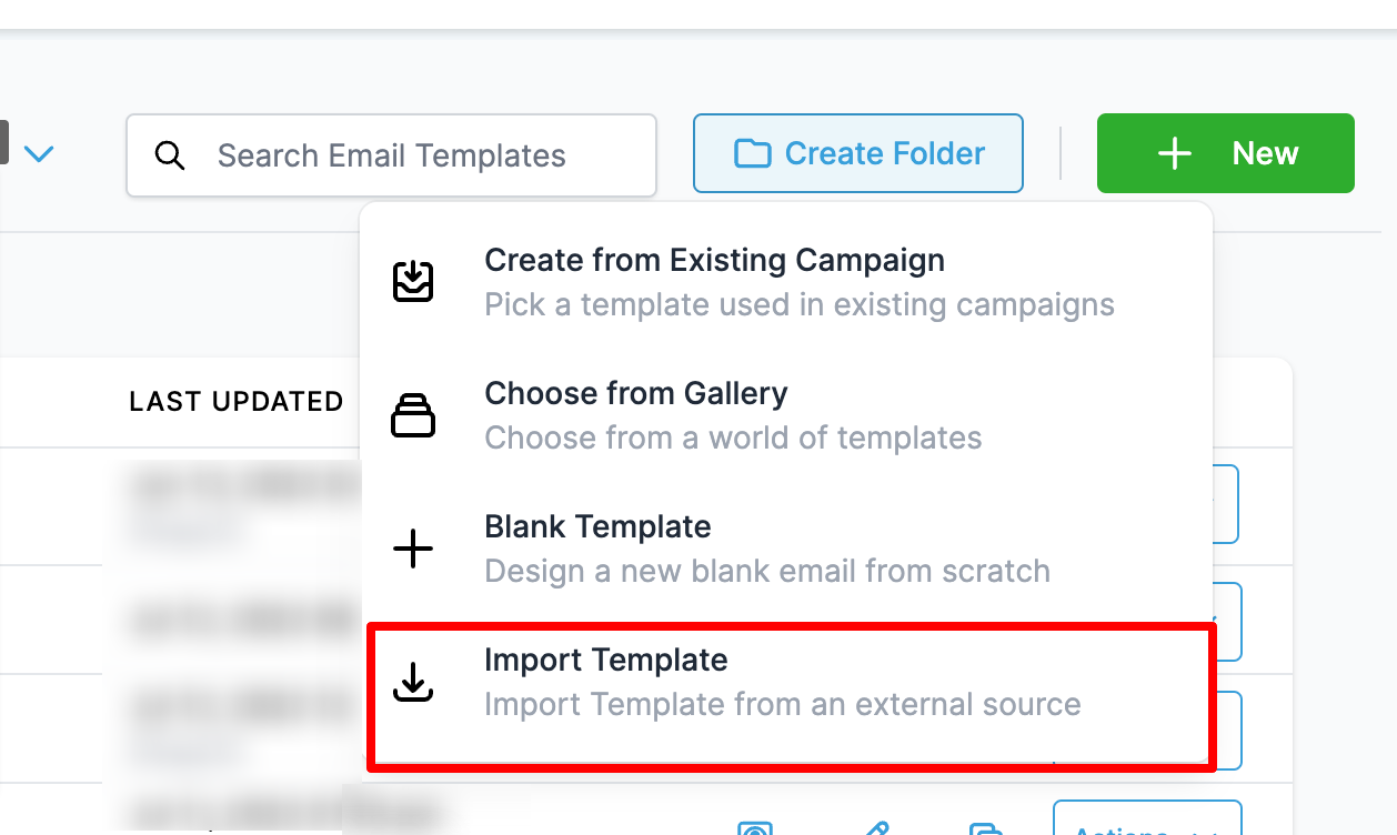 Template Import Options