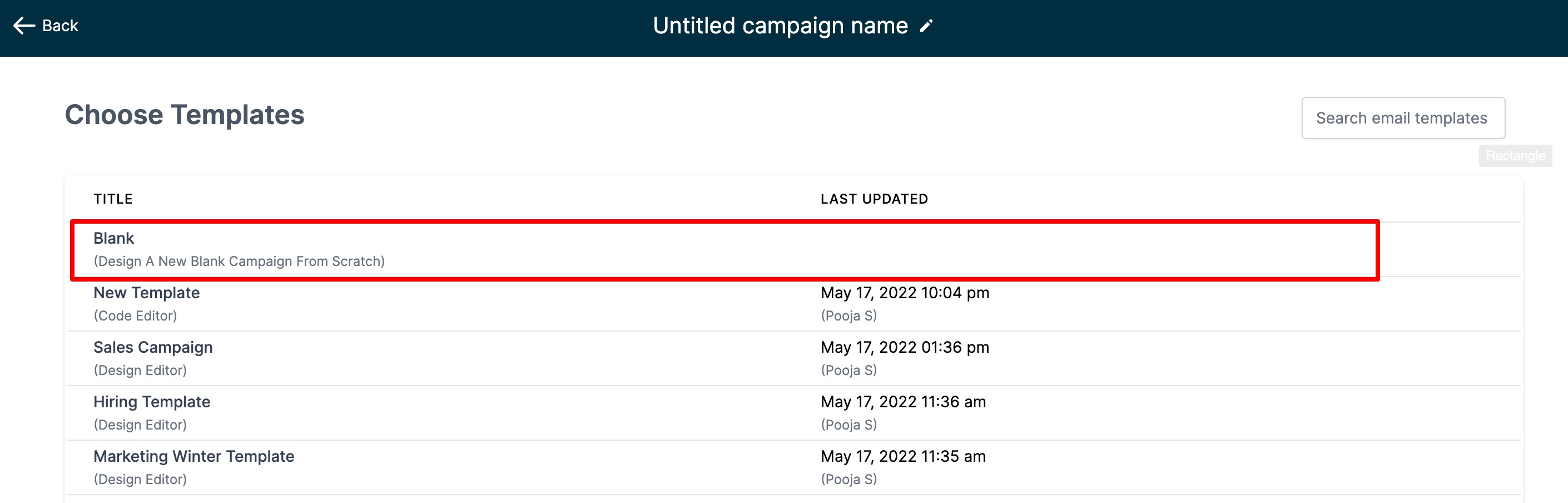 Select Blank Campaign