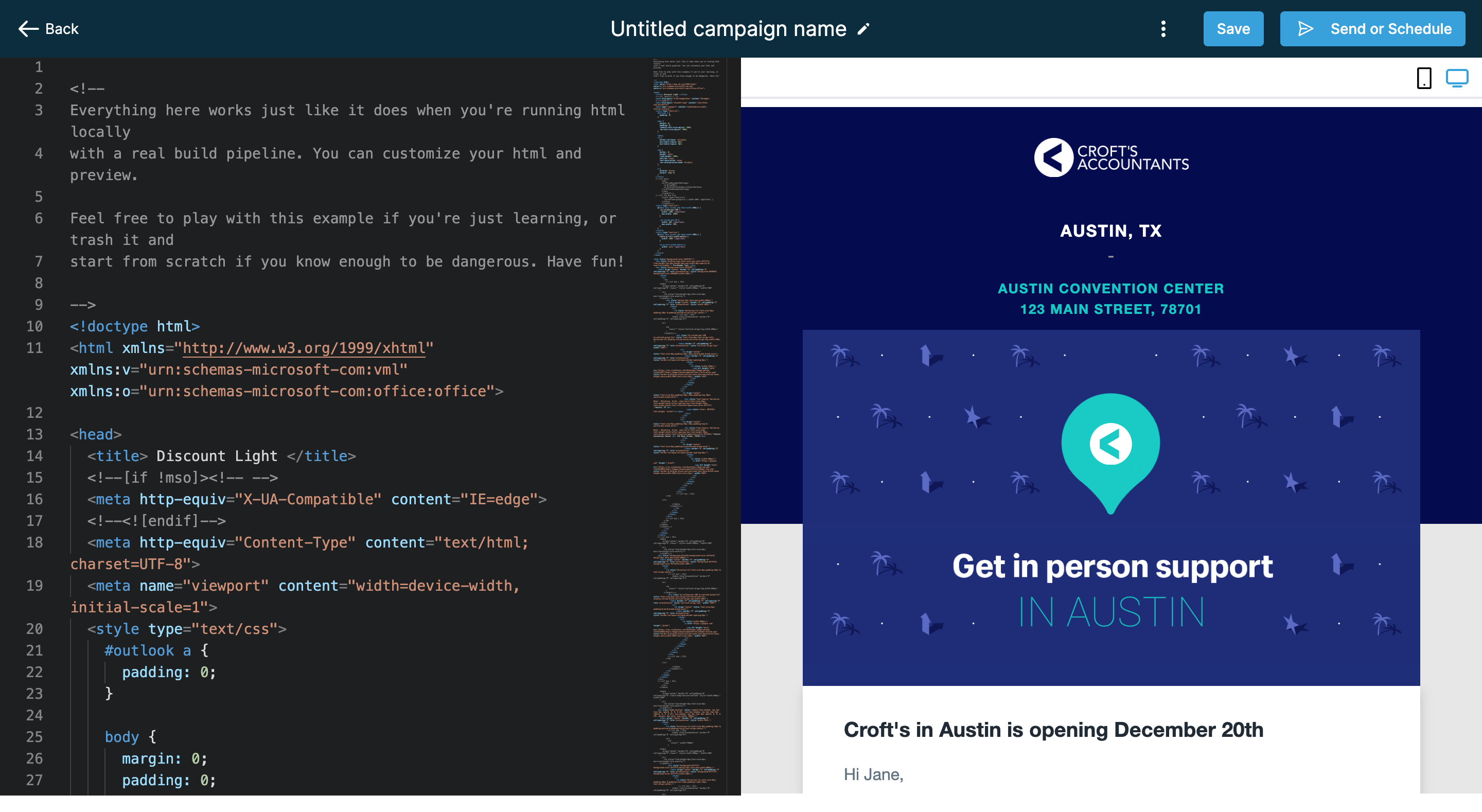 Campaign Code Editor View