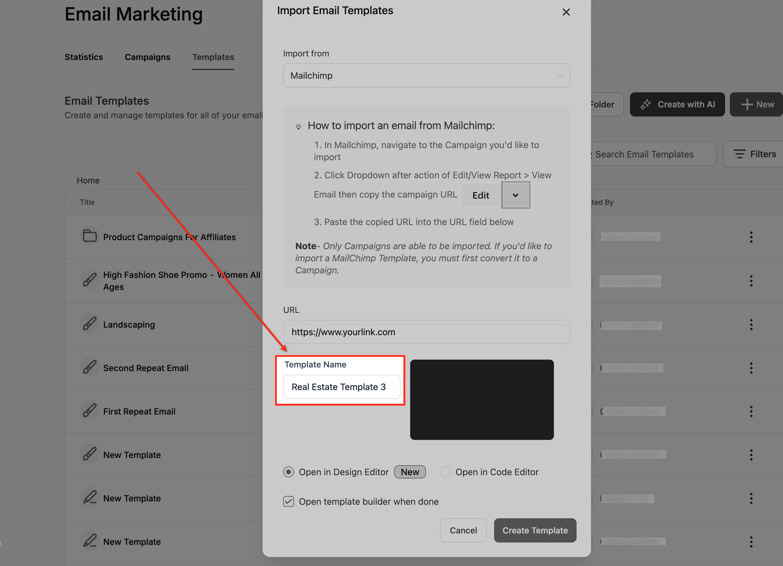 Input Template Name