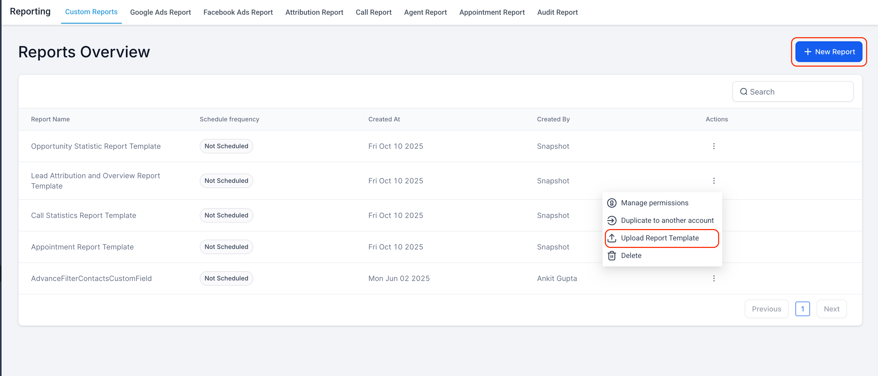 Upload Report Template