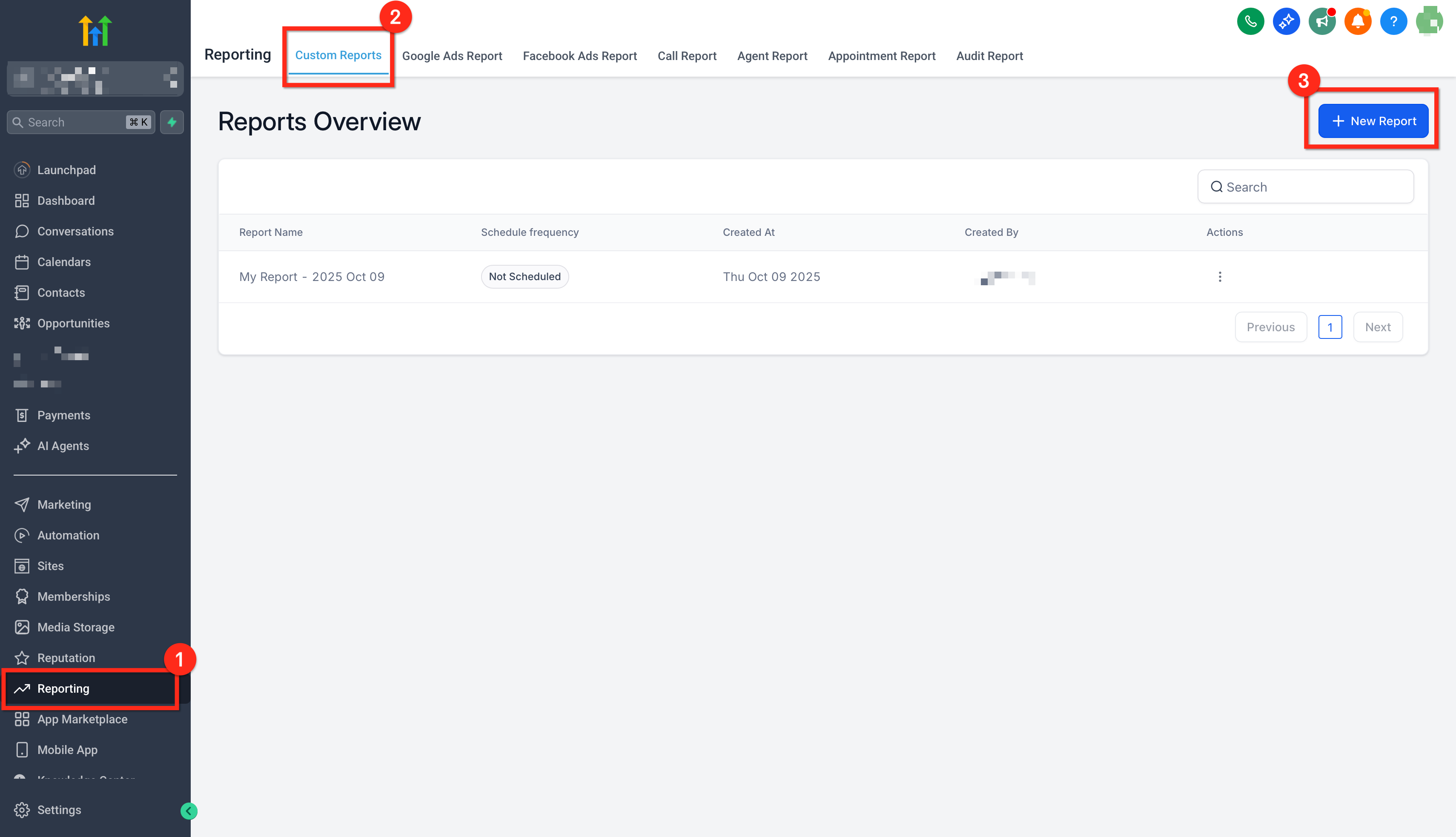 Open Custom Reports